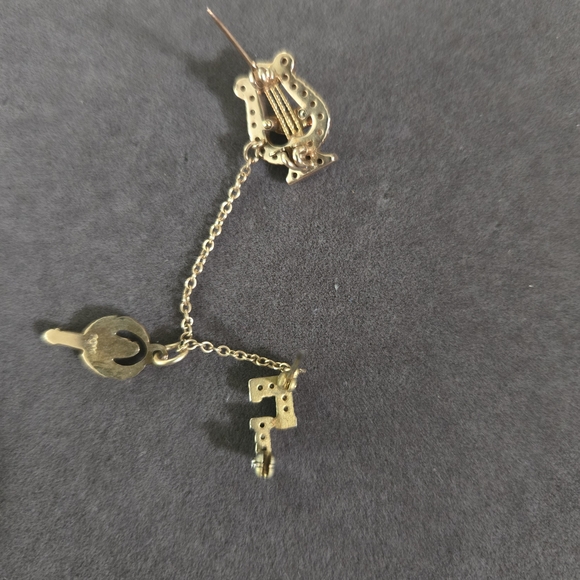 10k Gold Alpha Chi Omega Jeweled Member Badge, Chapter Guard, And Dangle - Picture 6 of 6